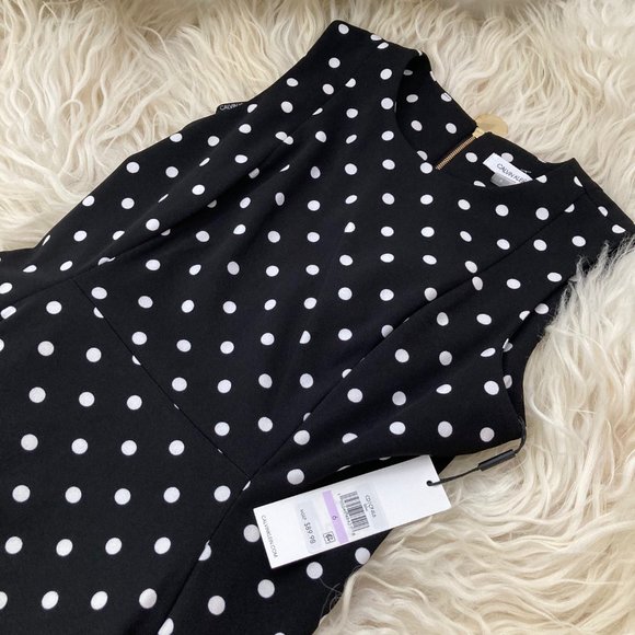 Calvin Klein Polka-Dot Fit & Flare Dress - Picture 5 of 9